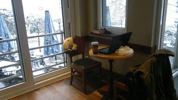 Snow days' work station.